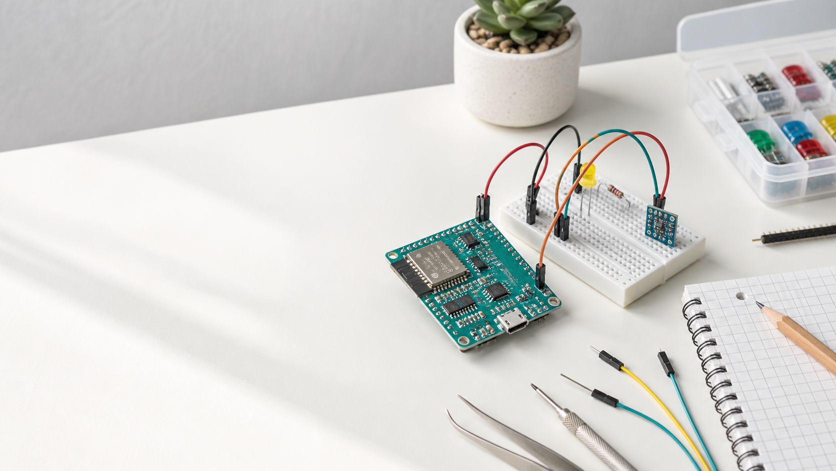 マイコン、ブレッドボード、LEDを使った電子工作の学習環境